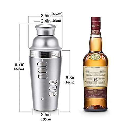 YYQQ Cocktail-Sets Cocktail Shaker Edelstahl 700ML mit Cocktailrezepte Barlöffel & Messbecher – Bild 3