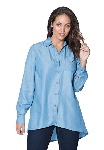 Jessica London Women's Plus Size Tencel Denim Shirt Bleach,28