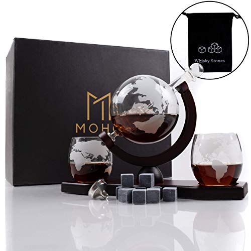Moho Premium Whiskey Decanter Gift Set , Handmade Globe Decanter Set