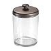 InterDesign Gina Bathroom Vanity Canister Jar for Cotton Balls, Swabs, Cosmetic Pads - Clear/Bronze
