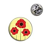 Red Poppies Flower Lapel Hat Tie Pin Tack