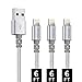 Qiangson Phone Charger Cable Charging Cable 3PACK 6FT Nylon Braided Charging Cord to USB Data Synchronization Charge Cable Silver