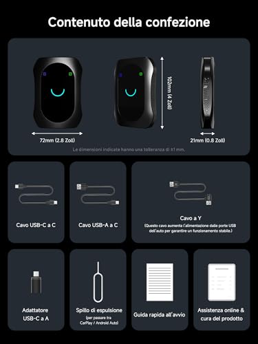 CarPlay Android Car Wireless + Android Full Car VideoBox Adapter with HDMI Input/Output, 4G LTE, Dual-BT, DriveChat, AI Box CarPlay Wireless for Netflix/YouTube/TikTok/TF Card, CB7SBX