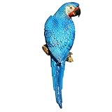 Unicoco Tropical Macaws Wall Sculpture Resin Blue Simulation Parrot Model Left Parrot Wall Hanging Decor