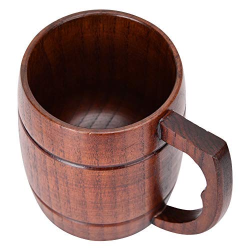 ASHATA 301-400ml Handmade Wooden Cup Coffee Mug Wood Outdoor Travel Mug Tea Cup Beer Mug Drinking Cup with Handle