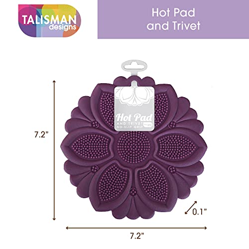Talisman Designs NoSlip Grip Silicone Hot Pad & Trivet Black Surface Protection from Hot