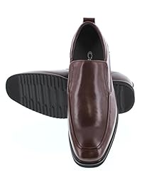 CALTO Men's Invisible Height Increasing Elevator Shoes - Dark Brown Premium Leather Slip-on Dress Style Formal Loafers - 2.8 Inches Taller - T54010