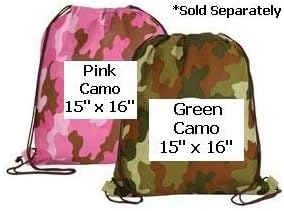 (8) Green Camo Military Hunting Outdoor Drawstring Backpack GREEN Stock 15" x 16" (8 pieces)