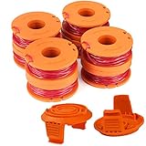 TOPEMAI WA0010 Replacement Trimmer Spool Line 0.065" for Worx WG154 WG163 WG160 WG180 WG175 WG155 WG151 String Trimmer Weed Eater (8 Spools, 2 Caps)