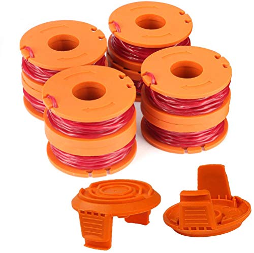 TOPEMAI WA0010 Replacement Trimmer Spool Line 0.065" for Worx WG154 WG163 WG160 WG180 WG175 WG155 WG151 String Trimmer Weed Eater (8 Spools, 2 Caps)