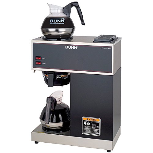 Bunn VPR Black 12 Cup Pourover Coffee Brewer with 2 Warmers and 2 Easy Pour Decanters - 120V (Bunn 33200.0002)