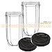 Blendin 2 Pack 16 Ounce Tall Cup with Black Jar Lid, Fits Original Magic Bullet Blender Juicer 250W MB1001