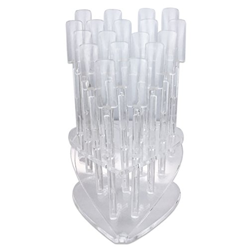 Beauticom 18 Piece Clear Plastic Nail Tip Display Sticks With Heart Shaped Stand Set