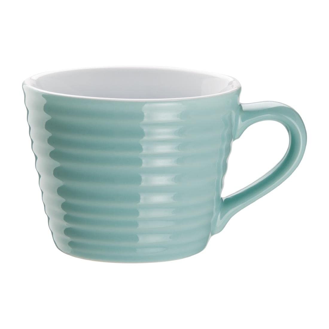 Olympia Cafe Aroma Coffee Mugs Set 230 ml / 8 fl oz (Box 6), Aqua, Stoneware - Oven, Microwave & Dishwasher Safe - Soft Rolled Edges for Durability, Professional & Home Use, DH640