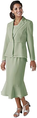 Wearabouts Plus 2-pc. Peplum Skirt Suit Set (22W, Sage)