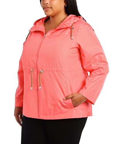 Details Women's Plus Size Packable Anorak Jacket, Coral Lipstick, 2X