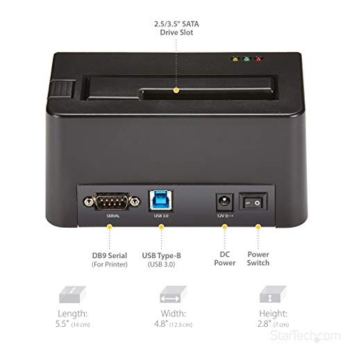 StarTech.com USB 3.0 Hard Drive Eraser Dock for 2.5" & 3.5" SATA/IDE SSD HDD + mSATA & M.2 - Standalone Secure Erase Wiper & Sanitizer (SDOCK1EU3P)