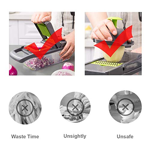 Vegetable Chopper Dicer, ENUOSUMA 8 in 1 Onion Chopper Vegetable Cutter Slicer Food Chopper for Vegetable Salad Cheese Fruit, Multi Kitchen Cutter with Egg Separator (Food Grade)