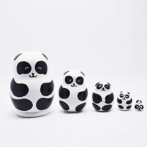 DORABO Panda Wood Matryoshka Russian Nesting Doll Cute Panda Egg Shape Wooden Stacking Toy Handmade Nesting Dolls Animals Matryoshka Doll Babushka Dolls Panda ( 5pcs)