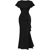 Memoriesea Women's Elegant High Split Ruched Bodycon Mermaid Evening Cocktail Maxi Dress