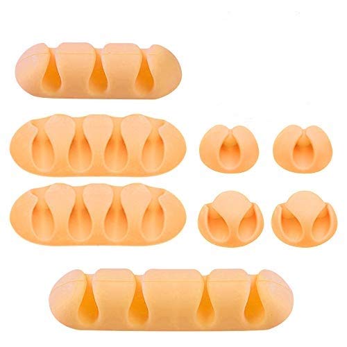 YOFASEN Cable Holder Clips Yellow - Cord Wire Tidy Management Organizer Self Adhesive Cable Clips, Yellow, 8pcs