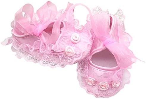 Marca West Baby Shoes Toddler Shoes Non-slip Soft Bottom Child Shoes Lace Princess Shoes Pink 4.53IN