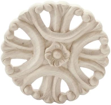 5-1/2 in. x 5/8 in. Unfinished Large Hand Carved North American Solid Hard Maple Decorative Rosette Wood Applique