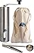 British Designed Manual Coffee Grinder for Travel, Camping & Home. Bag, Clip, Measuring Scoop. Brushed Stainless Steel, Ceramic Blade, Conical Burr Mini Mill, Stencil. ONLY 2 LEFT (3/19/2019)
