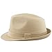The Hat Depot Unisex Cotton Twill Herringbone Fedora Hat (L/XL, Khaki)