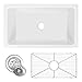 ZUHNE Ostia White Farmhouse Single Bowl Fireclay Kitchen Sink (30” Reversible Apron)