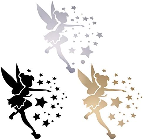 chenpaif Fairy Blowing Star Mirror Decal Stickers 3D Art Wall Stickers Home Room Decor Silver