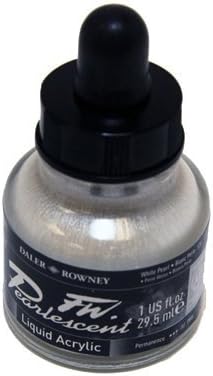 Daler-Rowney FW Acrylic Ink, Glass Bottle with Dropper, 1oz - 29.5 ml, White Pearl