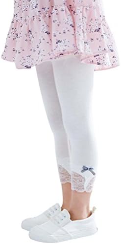 DealHouse Kid Baby Girl's Modal Cropped Leggings Tights with Lace Trim Bowknot