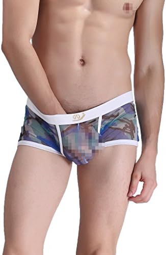 Men's Sexy Breathable Sheer Bikini Trunks(AirForce,XL)