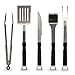 Flamen 5-Piece Heavy Duty Stainless Steel BBQ Grill Tools Set with Non-Slip Handles Best Grilling Utensils Includes Spatula Barbecue Fork Tongs Premium Barbecue Grilling Accessories