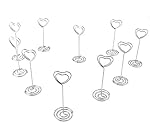 Looching 20pcs 3.5 Inch Heart-shaped Holder Wire Photo Clips Place Card Holder Special Spiral Base For Tabletop Use
