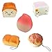 Buytra 5 Pack Slow Rise Squishy Charms- Tofu Smiley Face, Loaf, Panda, Toast Expression, Peach