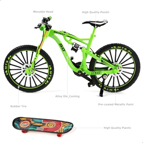 1:8 Scale Die-Cast Alloy Mini Mountain Bike Bicycle Model Toy Finger BMX Toy Desktop Decoration Crafts for Cycling Lovers(Green)