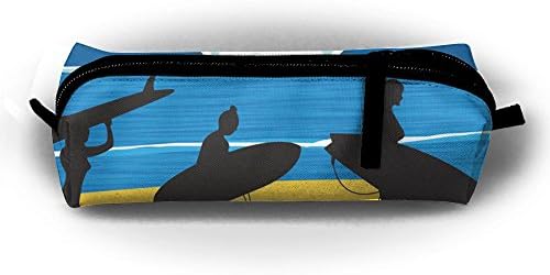 Beach Silhouette Children Girls Zipper Pen Bag Cosmetic Bags Unisex Cylindrical Purse