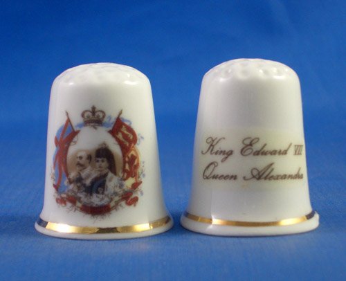 Porcelain China Thimble -- Rare King Edward 7th Coronation