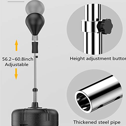 Adjustable Height Reflex Boxing Bag - 76in Punching Bag With Speed Balls For Adults