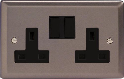 Varilight - 2 Gang 13 Amp Double Switched Socket Pewter - XR5B