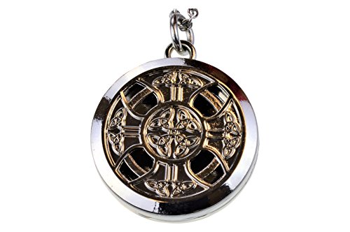 Celtic Cross Chrome Polished Aromatherapy Essential Oil Diffuser Necklace Locket Jewelry Gift Set (Includes Lavender Peppermint Zen Inner Calm - 5 ml Bottles) - Thumbnail 3
