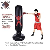 SYgerks 1.6m Kids Punching Bag, Youth Boxing Bag, Fun Sports Vent Inflatable Tumbler Boxing Column Sandbag Sandbag Black (Black)