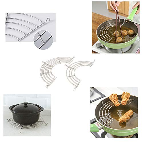 Castuvy Stainless Steel Drain Frying rack, Semicircular oil Drain Rack
