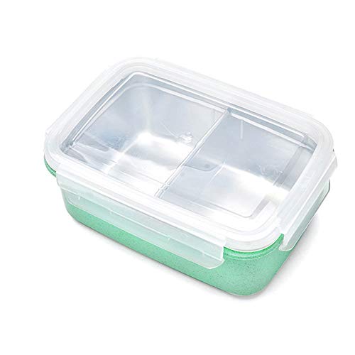 Portable 304 Stainless Steel Japanese Lunch Box With Compartments Microwave Bento Box For Kids School Picnic Food Container (Color : Green)