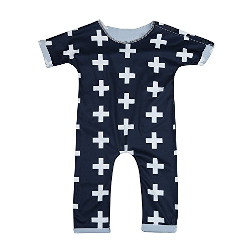 Coerni Newborn Baby Casual Cross Print Romper Jumpsuit Outfits Clothes