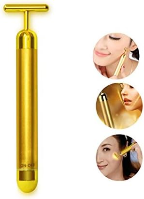 Aochol Beauty Bar 24k Golden Pulse Facial Massager, Waterproof Beauty Bar Facial Massager Roller, Electric T-Shap Face Massage Tools for Skin Tightening Face Firming Anti-Wrinkles