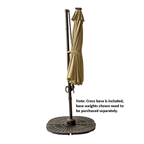 image for FLAME&SHADE 10' Solar LED Offset Cantilever Umbrella for Outdoor Deck,