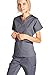 Dagacci Medical Uniform Women's Scrubs Set Stretch Contrast Pocket Pewter M